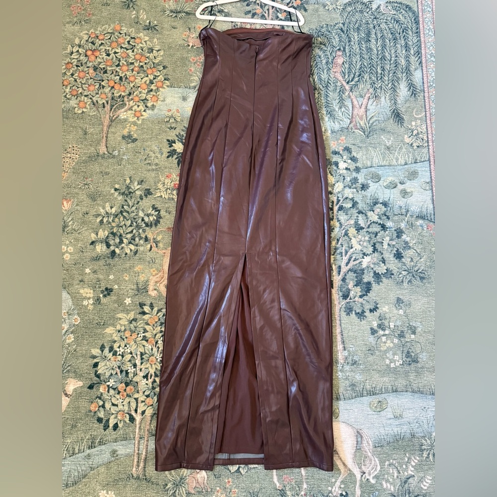 LOVERS AND FRIENDS 
X Rachel Ana Faux Leather Maxi Dress In Chocolate - Picture 4 of 5